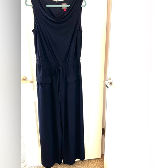 Vince Camuto Pants - Vince Camino Women’s Wide Leg Blue Jumpsuit Sz L Casual Office Church Boho